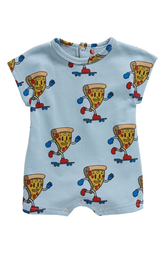 Tiny Tribe Babies' Pizza Skater Cotton Romper In Steel Blue