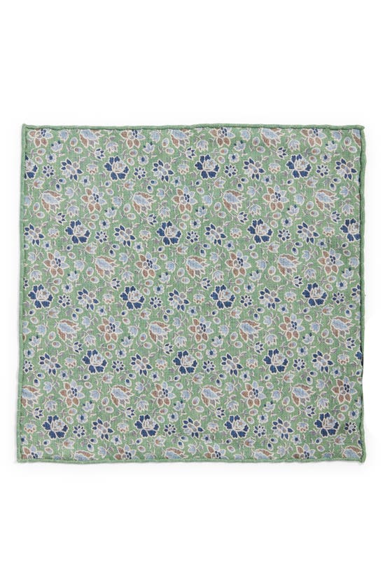 Shop Edward Armah Paisley & Floral Prints Reversible Silk Pocket Square In Green