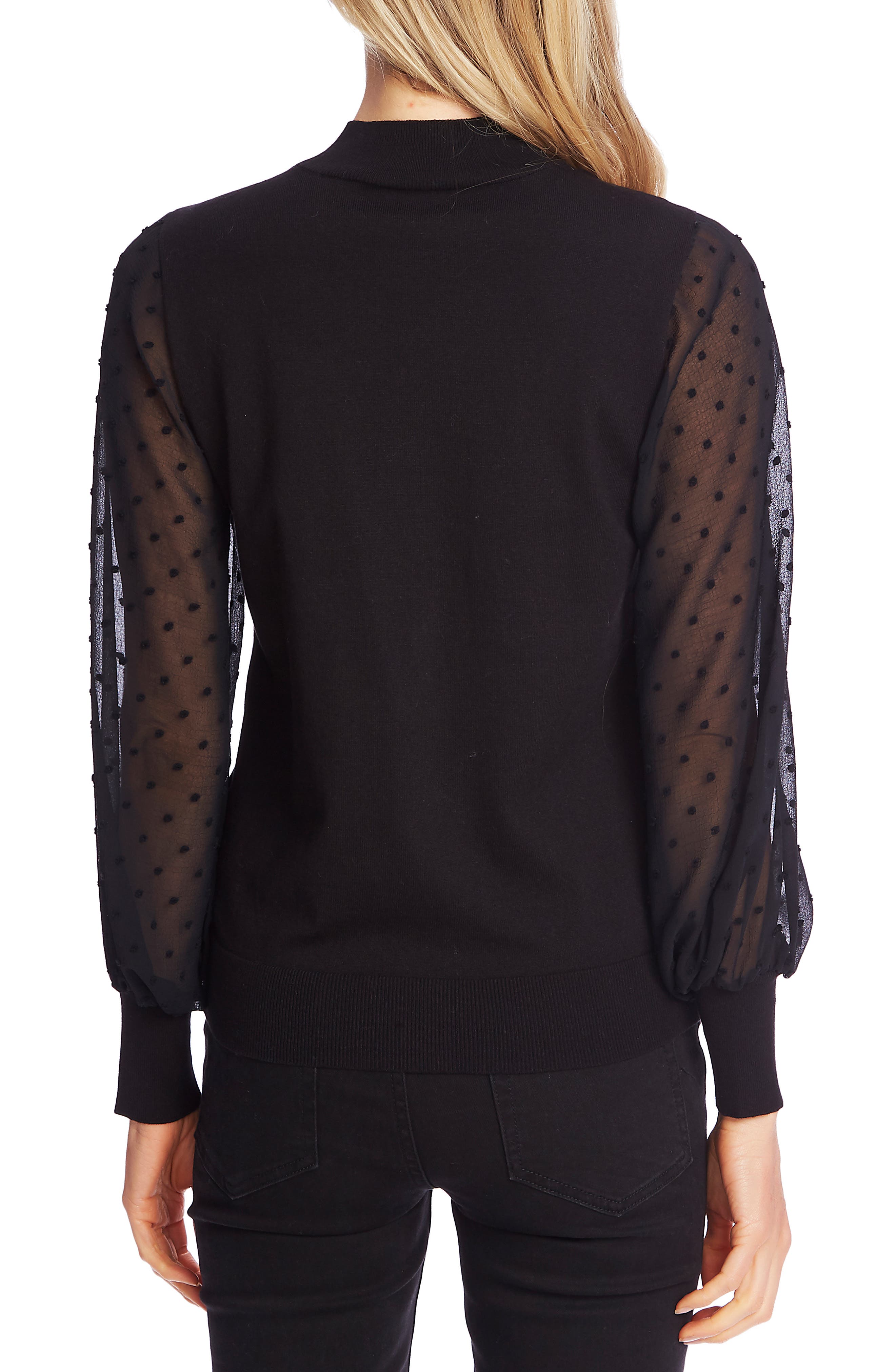 CeCe Clip Dot Sleeve Sweater Nordstrom