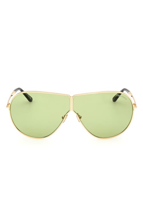 Shop Tom Ford Keating 71mm Oversize Pilot Sunglasses In Shiny Deep Gold/green