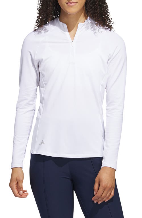 adidas Golf Quarter Zip Long Sleeve Golf Shirt in White