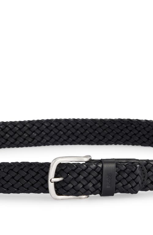 Shop Hugo Boss Boss Sash Woven Leather Belt In Black