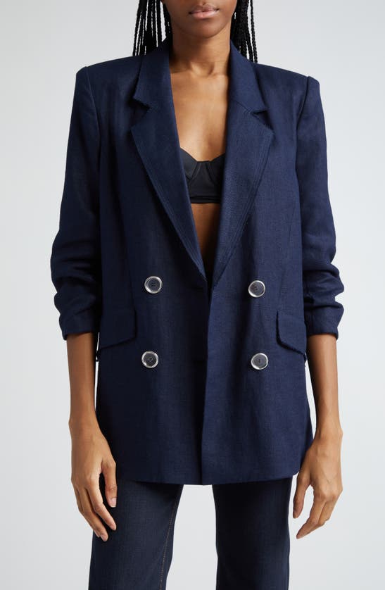 Ramy Brook Gianni Double Breasted Blazer In Spring Navy