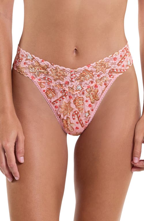 Hanky Panky Print Original Rise Thong in Gingerbread Pink 