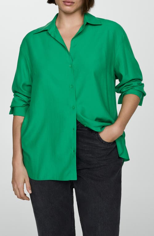 Mango Fluid Button-up Shirt In Green