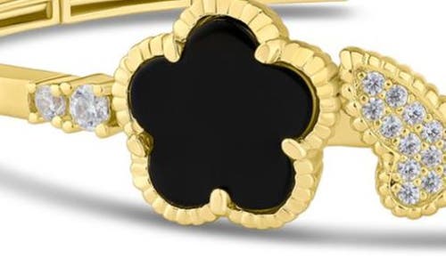 Kenneth Jay Lane Cz By  Cz Pavé Butterfly & Clover Flex Bracelet In Black/gold