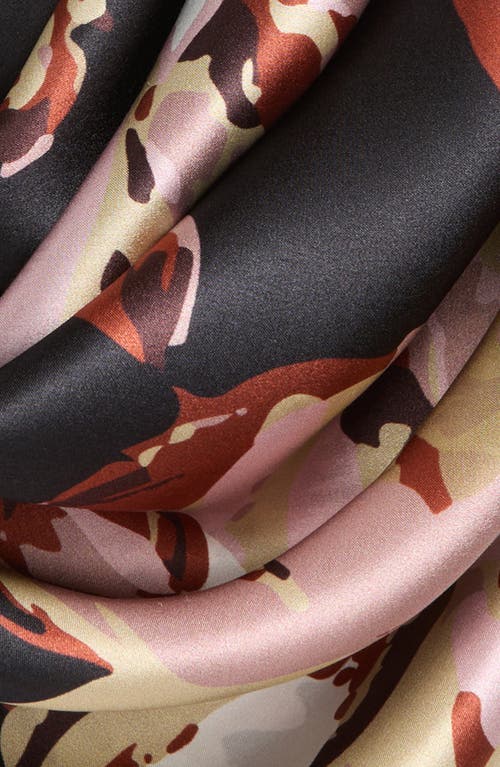 Shop Nordstrom Print Square Silk Scarf In Black- Pink Payton Peony