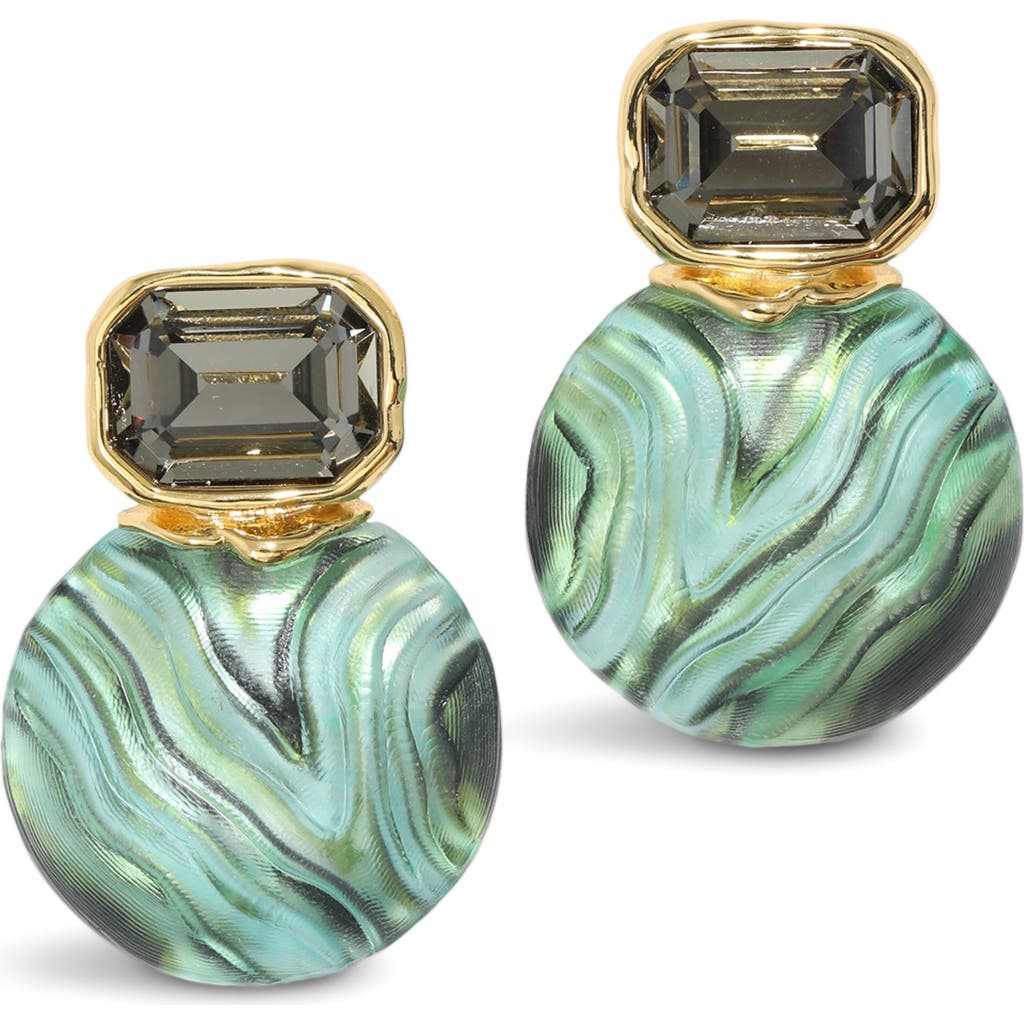 Alexis Bittar Madera Lucite® Disc Drop Earrings in Malachite