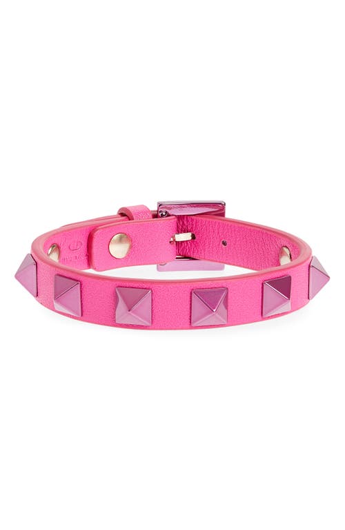 Valentino Garavani Rockstud Leather Bracelet in Uwn Pink Pp/Pink Pp
