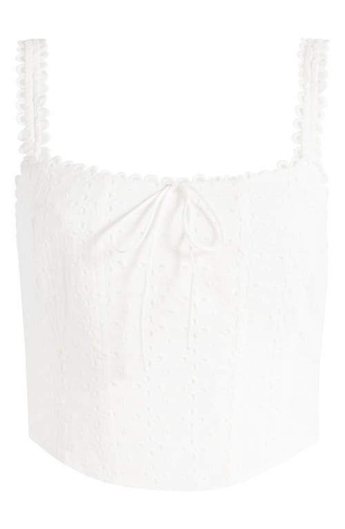 Embroidered Cotton Eyelet Crop Camisole in White