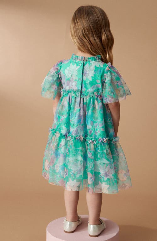 Shop Next Kids' Tiered Mesh Dress In Green