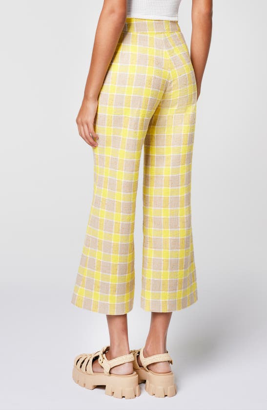 Shop Smythe Crop Wide Leg Pants In Yellow Check