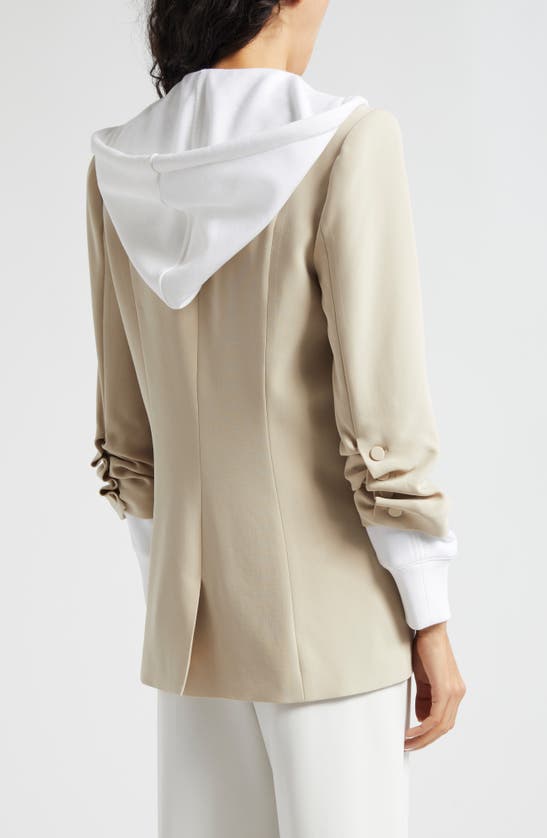 Shop Cinq À Sept Hooded Khloe Jacket In Khaki/ White