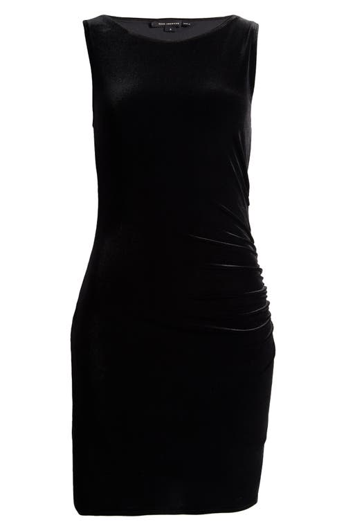 Shop Good American Ruched Stretch Velvet Minidress In Black001