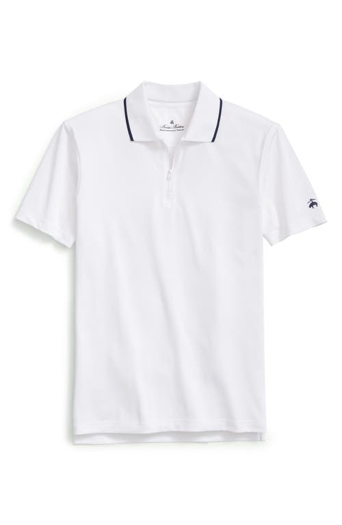 Brooks Brothers Zip Neck Performance Golf Polo White at Nordstrom,
