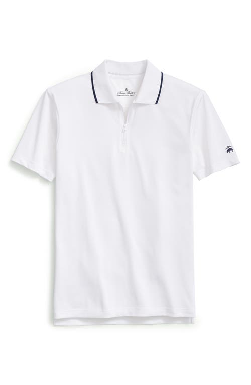 Shop Brooks Brothers Zip Neck Performance Golf Polo In White