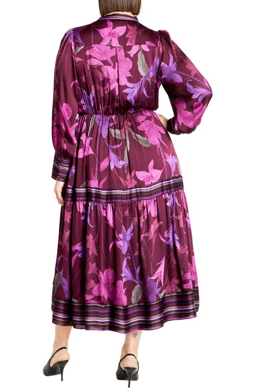 Shop City Chic Suzanne Print Long Sleeve Maxi Dress In Lavish Lily