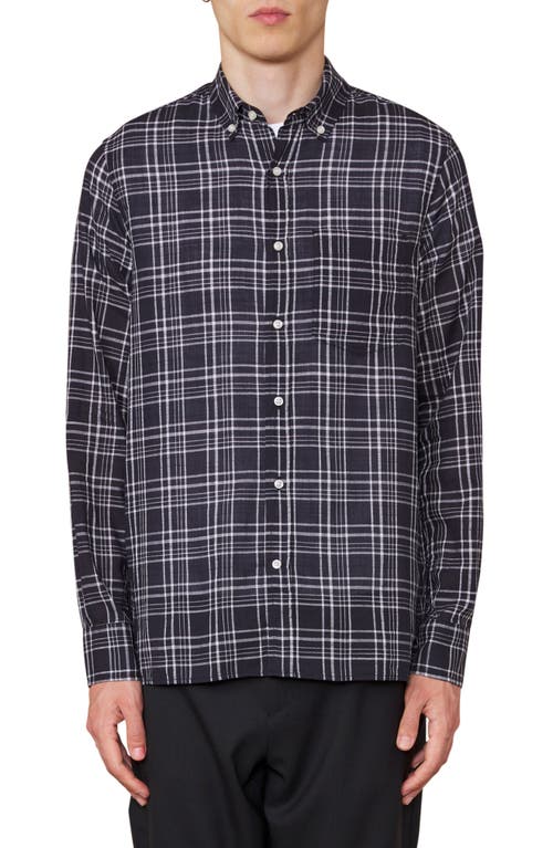 Shop Officine Generale Officine Générale Arsene Check Cotton Button-down Shirt In Black/white