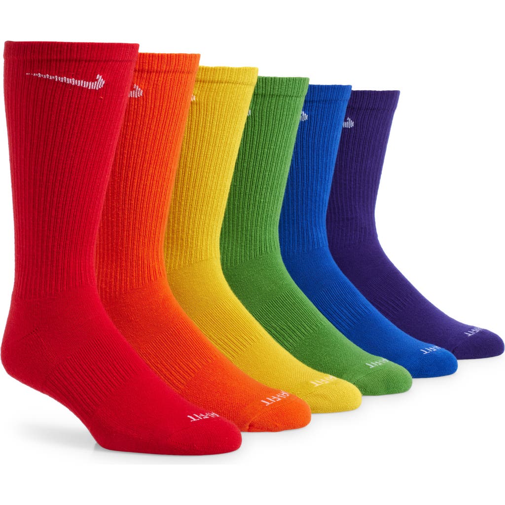 Nike Training Everyday Plus Cushioned 6 Pack Crew Socks In Rainbow Multi