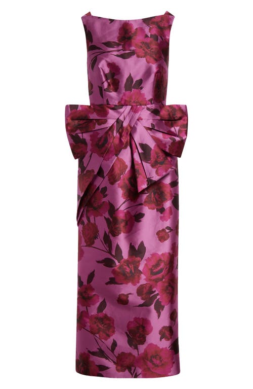 Shop Erdem Bow Detail Floral Mikado Gown In Wisteria