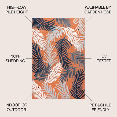Jonathan Y Montego High-low Tropical Palm Indoor/outdoor Area Rug In Orange/navy/ivory