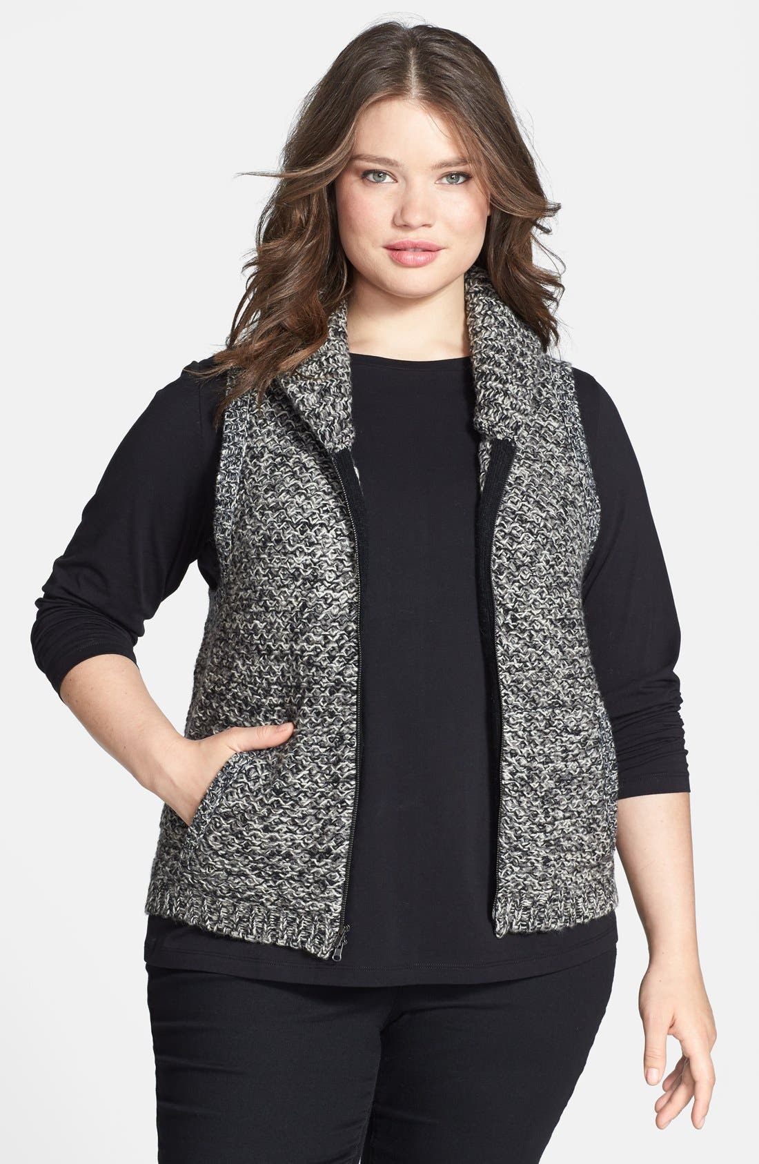 Eileen Fisher Merino & Yak Wool Sweater Vest (Plus Size) Nordstrom