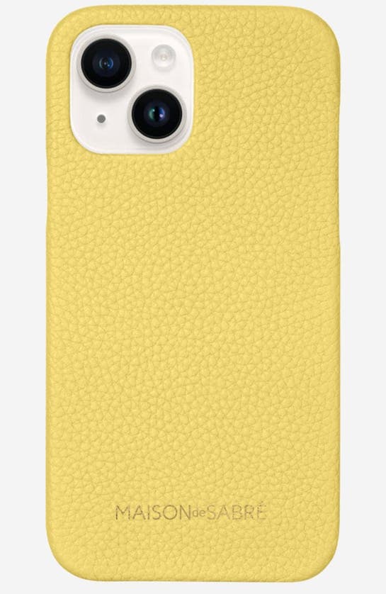 Shop Maison De Sabre Leather Phone Case In Sunshine Yellow