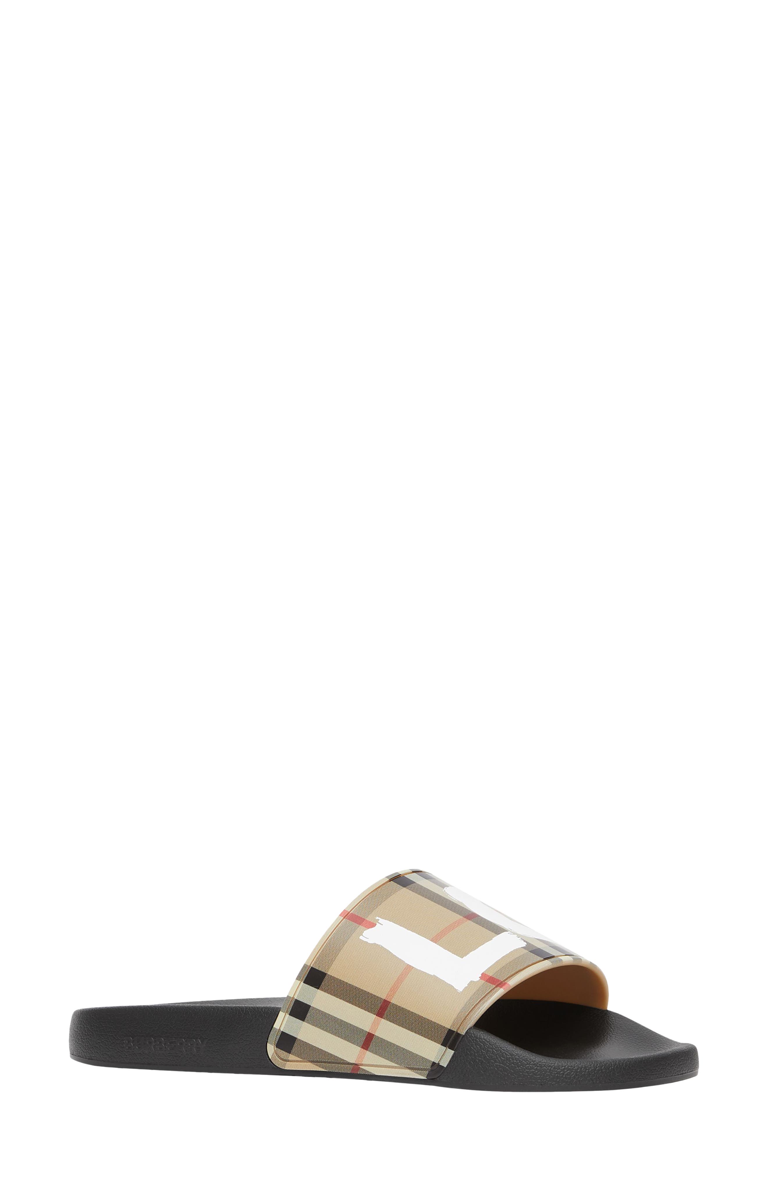 rubber burberry slides women