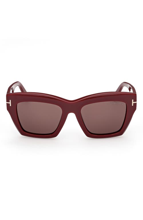 Shop Tom Ford Luna 52mm Butterfly Sunglasses In Shiny Solid Bordeaux/brown