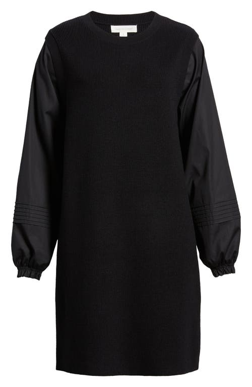 Shop Treasure & Bond Mixed Media Long Sleeve Sweater Dress In Black