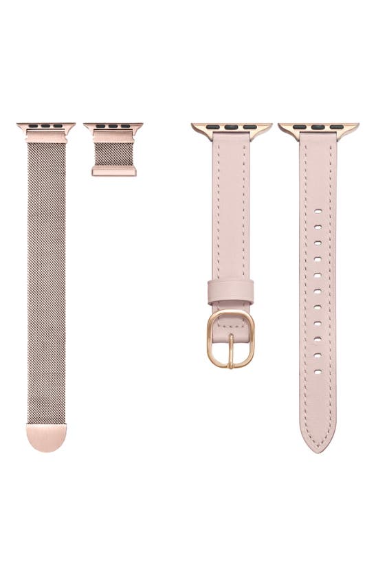 Shop The Posh Tech Assorted 2-pack Apple Watch® Watchbands In Rose Gold