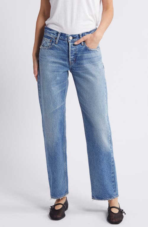 Shop Moussy Vintage Mv Cheval Low Rise Straight Leg Jeans In Light Blue