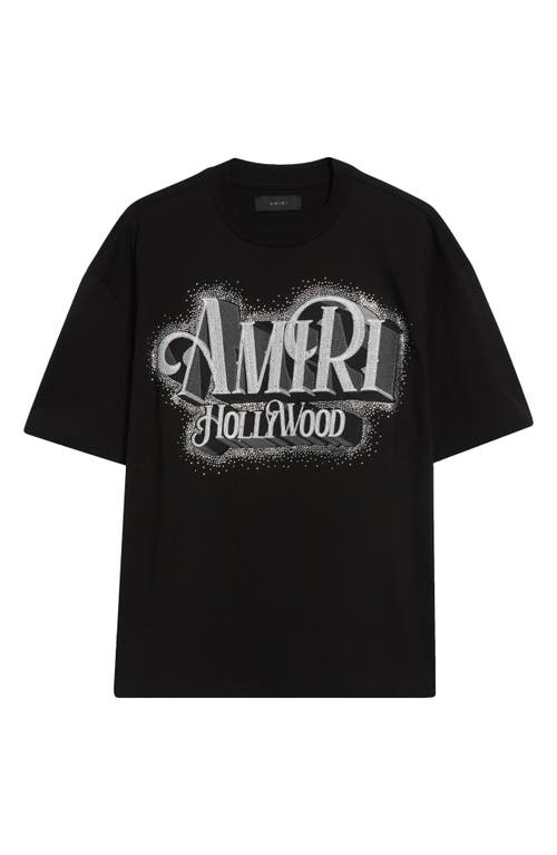 Shop Amiri Crystal Credits Oversize Cotton Graphic T-shirt In Black