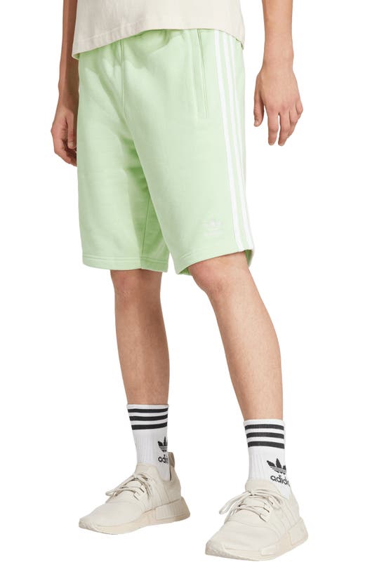Adidas Originals Adicolor 3-stripes Cotton Sweat Shorts In Semi Green Spark