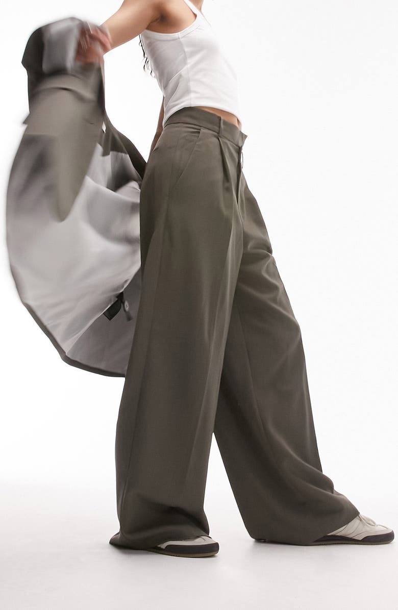 Asymmetric Mid-Waist Wide-Leg Pants main image 1