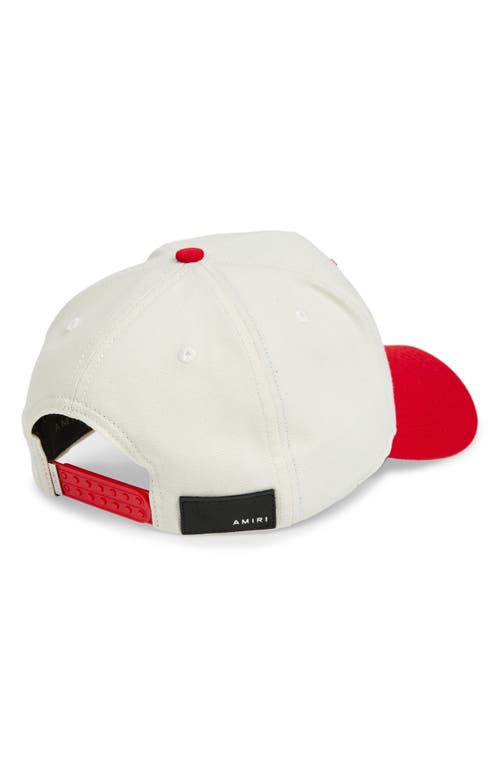 Shop Amiri Logo Embroidered Adjustable Canvas Baseball Cap In Alabaster Red