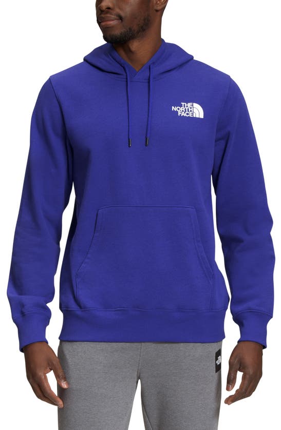 The North Face Nse Box Logo Graphic Hoodie In Lapis Blue/ Black