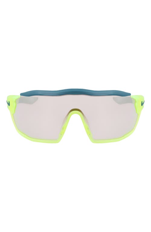 Shop Nike Show X Rush 58mm Shied Sunglasses In Matte Volt/chrome Mirror