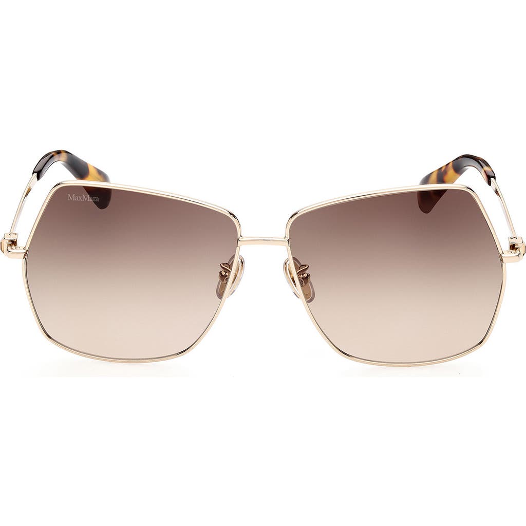 Max Mara 61mm Geometric Sunglasses In Shiny Gold Brown Tortiose