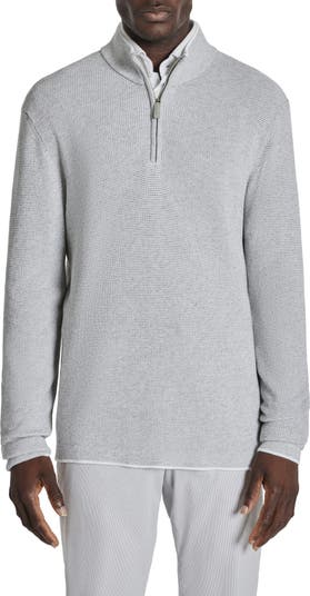 Jack Victor Men's Canora Camel Donegal Lambswool and Cashmere Quarter Zip  Sweater