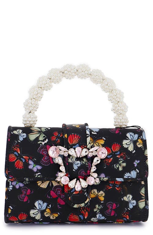 Margaux Imitation Pearl Top Handle Bag in Midnight Butterfly Meadow