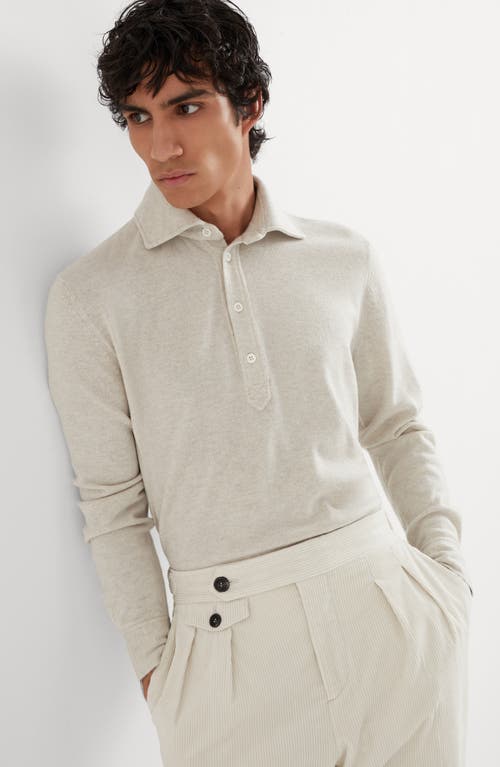 Shop Brunello Cucinelli Cashmere Knit Polo In Stone Grey