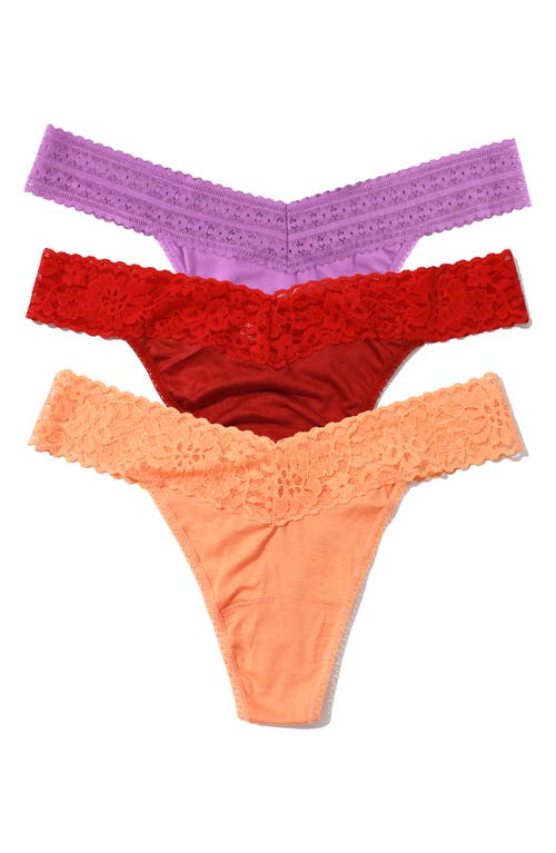 Hanky Panky DreamEase™ Assorted 3-Pack Original Rise Thongs in Burnt Sienna/berry/florence