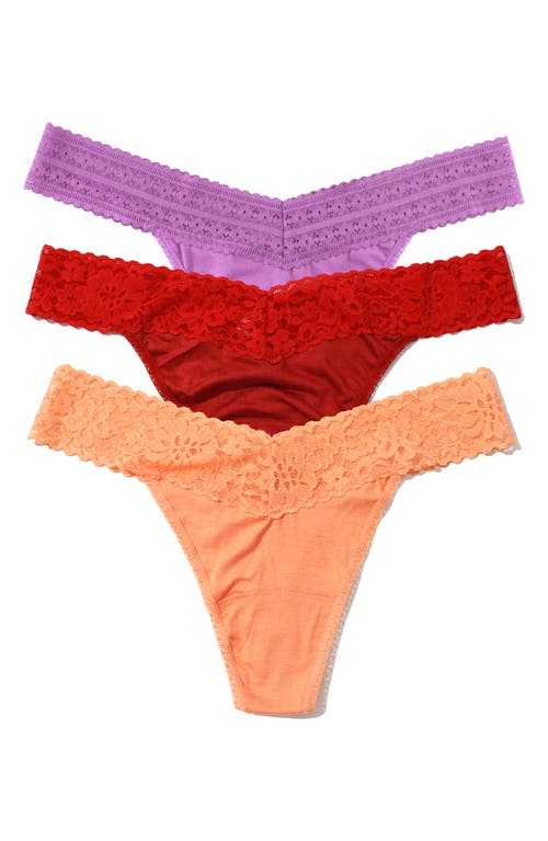 Hanky Panky DreamEase™ Assorted 3-Pack Original Rise Thongs in Burnt Sienna/berry/florence 