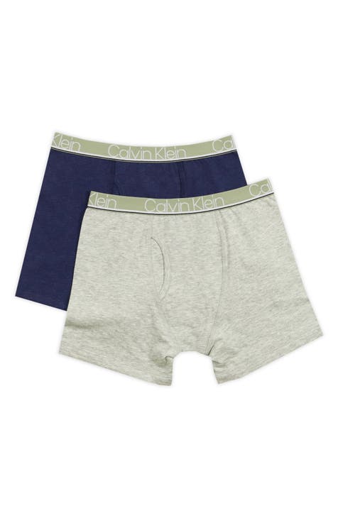 Calvin Klein Boys' Little Ck Cotton Assorted Boxer Briefs Underwear, 2 Pack