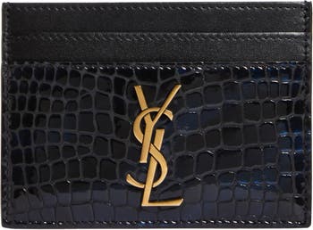 BOSS - Card holder in crocodile-embossed Italian leather