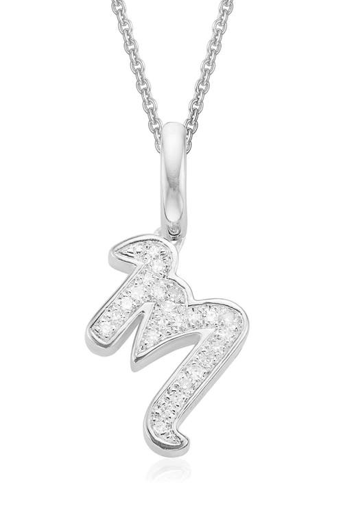 Shop Monica Vinader Alphabet Diamond Pavé Pendant Charm In Silver/diamond- M