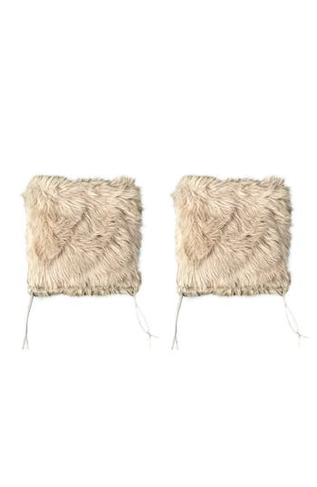 Luxe Laredo Set Of 2 Faux Fur Seat Cushions In Taupe