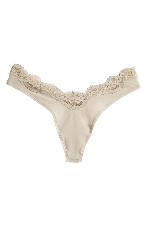 Fits Everybody Lace Dipped Thong in Stone