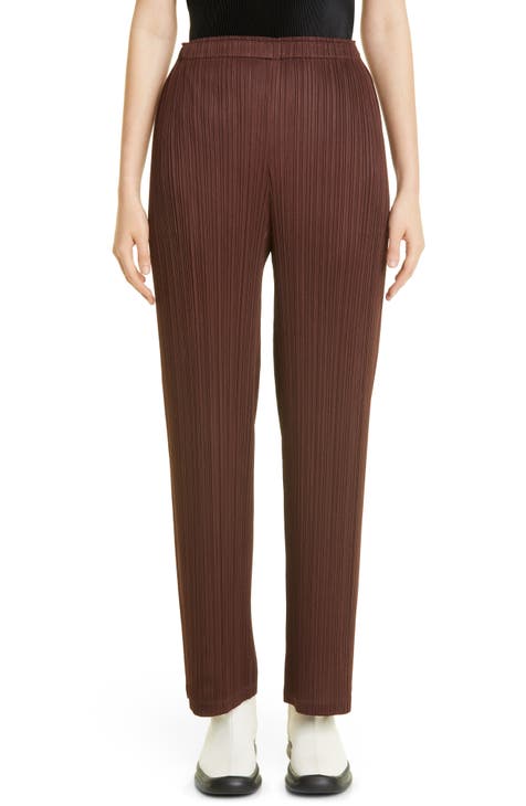 PLEATS PLEASE ISSEY  Graphics Pleated Pants English letters PP22-JF774 Brown pink 1